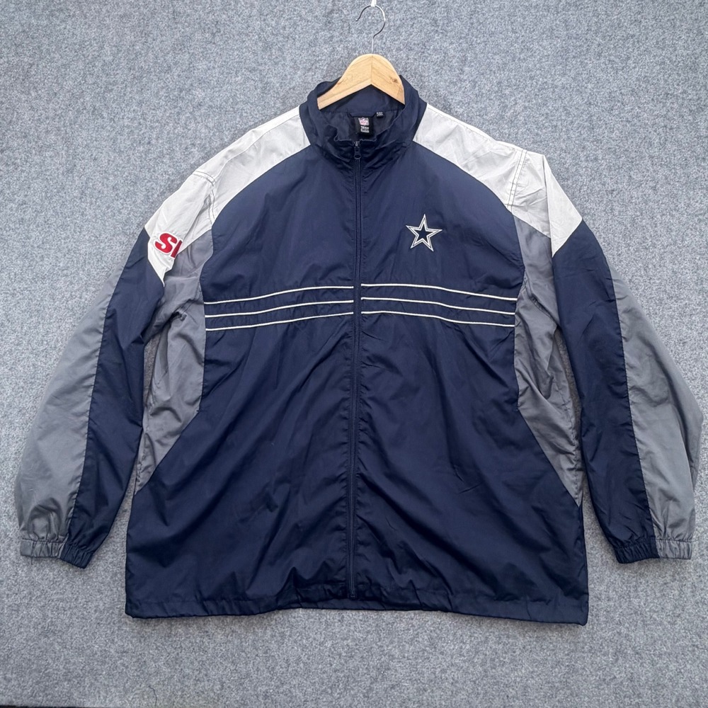 Reebok NFL Dallas Cowboys Windbreaker Jacket Mens XXL Navy Blue Full Zip SI Logo